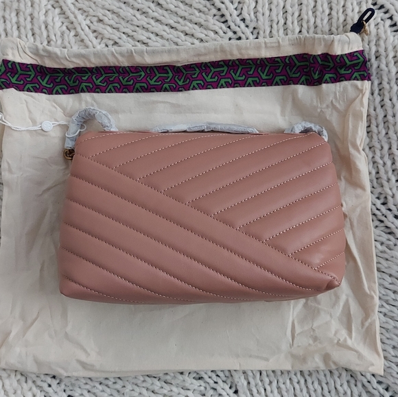 TORY BURCH New Kira Chevron Small Convertible Shoulder Bag - Pink - Picture 13 of 16